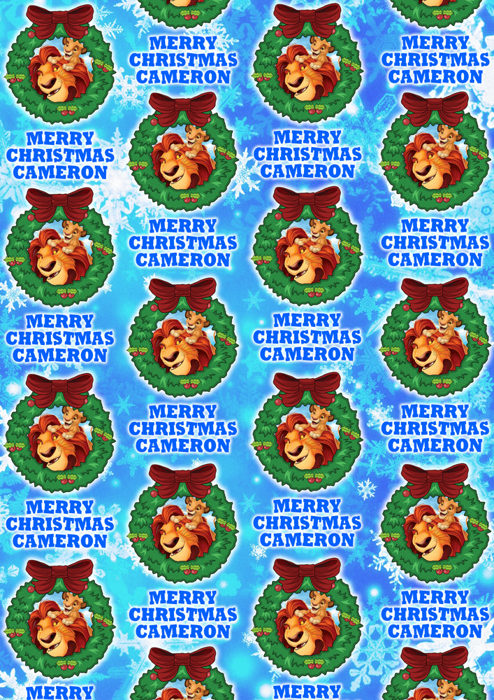 SIMBA MUFASSA LION KING Personalised Christmas Wrapping Paper - Disney