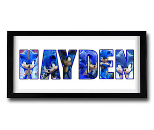 SONIC THE HEDGEHOG Personalised Name Print - Fully Framed