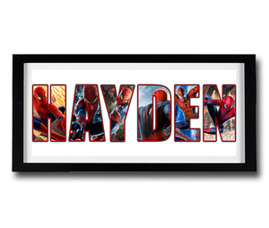 SPIDERMAN Personalised Name Print - Fully Framed - D3