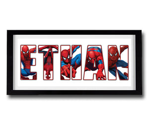 SPIDERMAN Personalised Name Print - Fully Framed