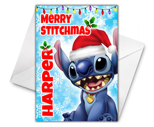 DISNEY STITCH Personalised Christmas Card D3 - Disney