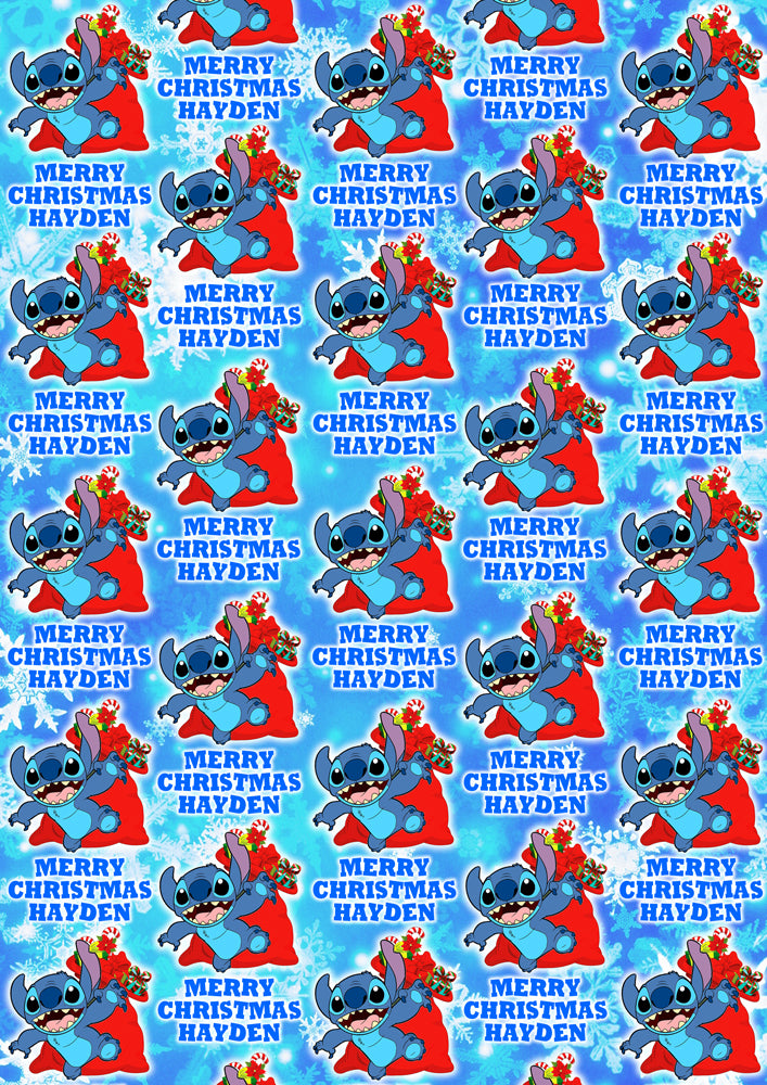 DISNEY STITCH Personalised Christmas Wrapping Paper D2 - Disney