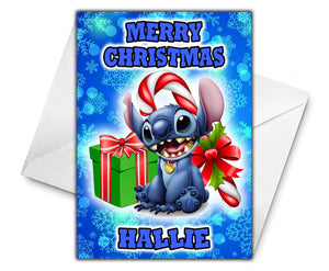 DISNEY STITCH Personalised Christmas Card D4 - Disney