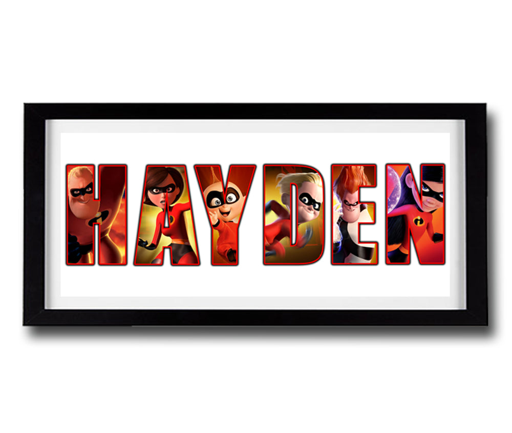 THE INCREDIBLES Personalised Name Print - Fully Framed - Disney