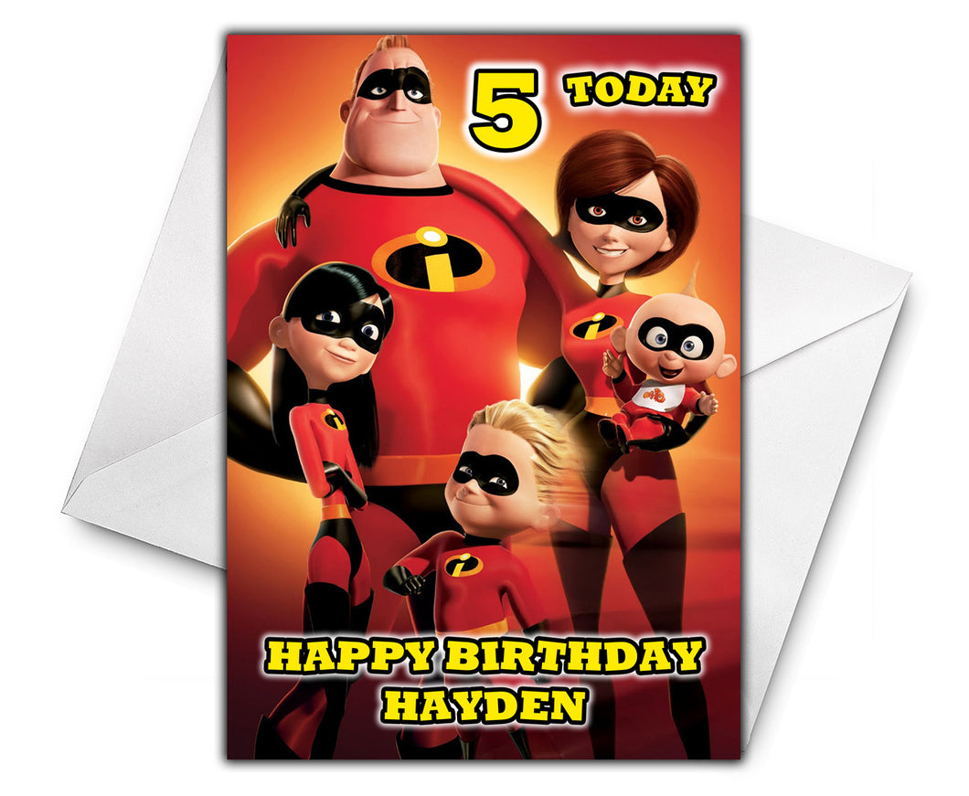 THE INCREDIBLES Personalised Birthday Card - Disney