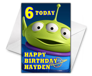 ALIEN TOY STORY - Personalised Birthday Card - Disney