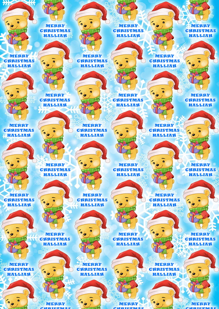 WINNIE THE POOH Personalised Christmas Wrapping Paper D2 - Disney