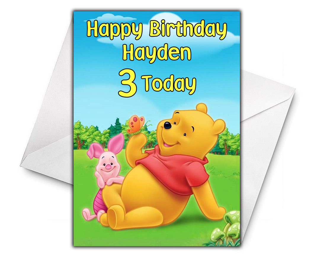 WINNIE THE POOH Personalised Birthday Card - Disney