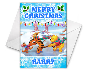 WINNIE THE POOH Personalised Christmas Card D2 - Disney